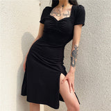 Vestido Cuello Cuadrado - Vestido Negro
