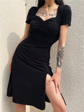 Vestido Cuello Cuadrado - Vestido Negro